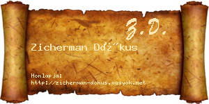 Zicherman Dókus névjegykártya